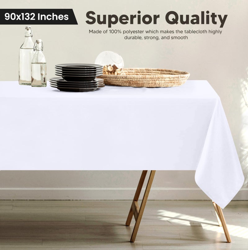 Utopia Kitchen Rectangle Table Cloth 2 Pack(90x132 Inches, White), Tablecloth Machine Washable, Polyester Table Cover for Dining, Buffet Parties, Picnics, Events, Weddings and Restaurants - Image 2
